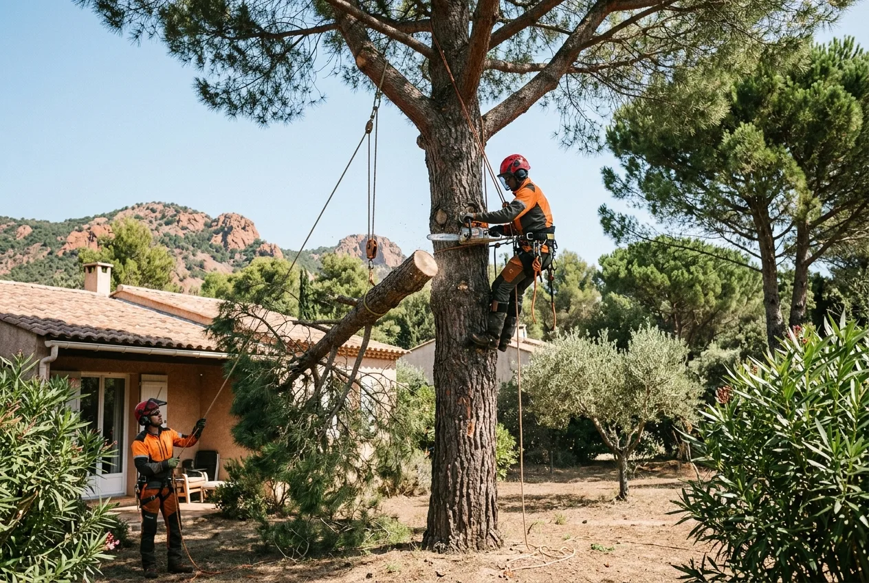 Abattage sécurisé d'un arbre dangereux à Fréjus