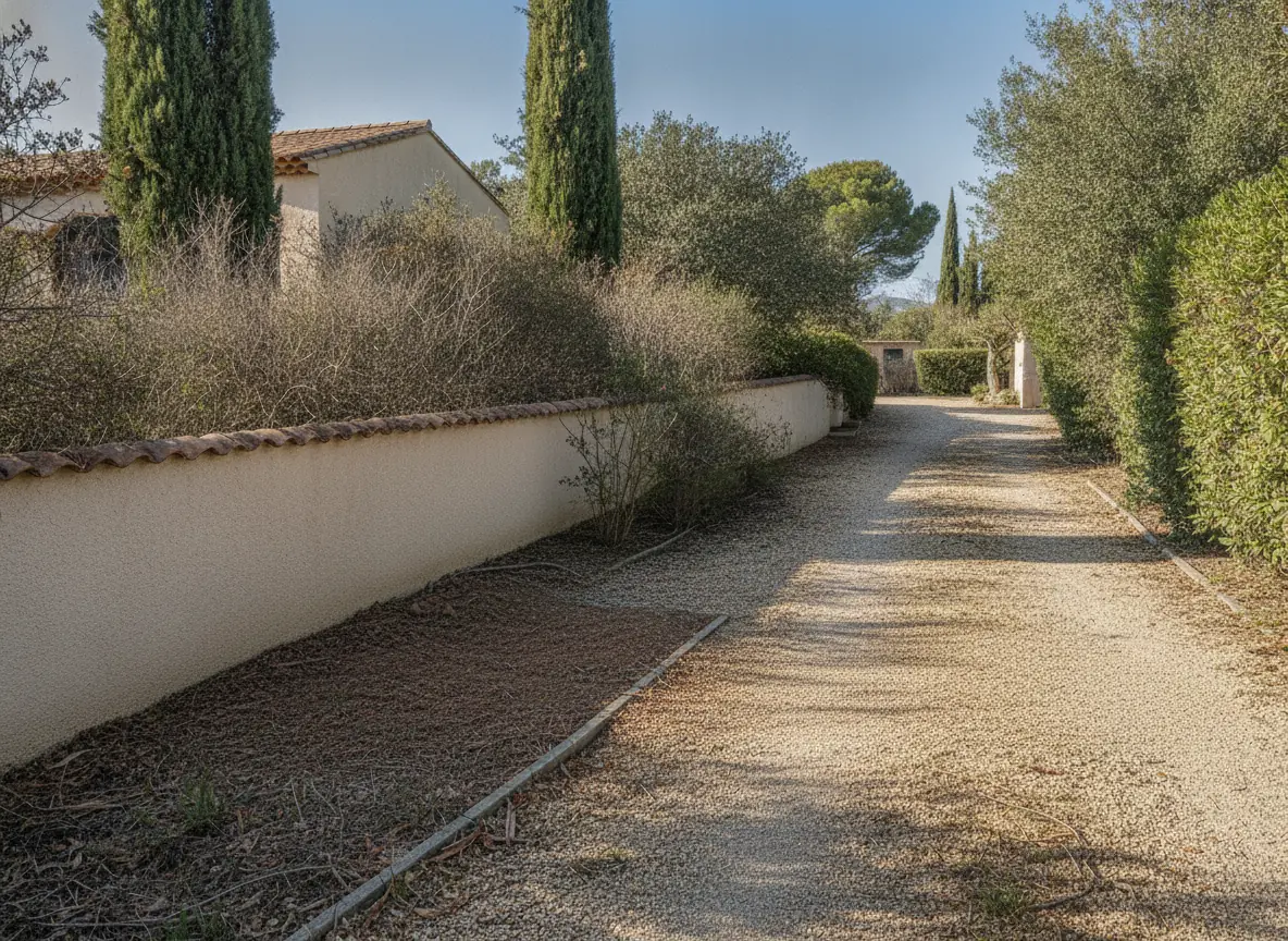 Allée dégagée et sol nivelé après retrait de la souche à Saint-Raphaël