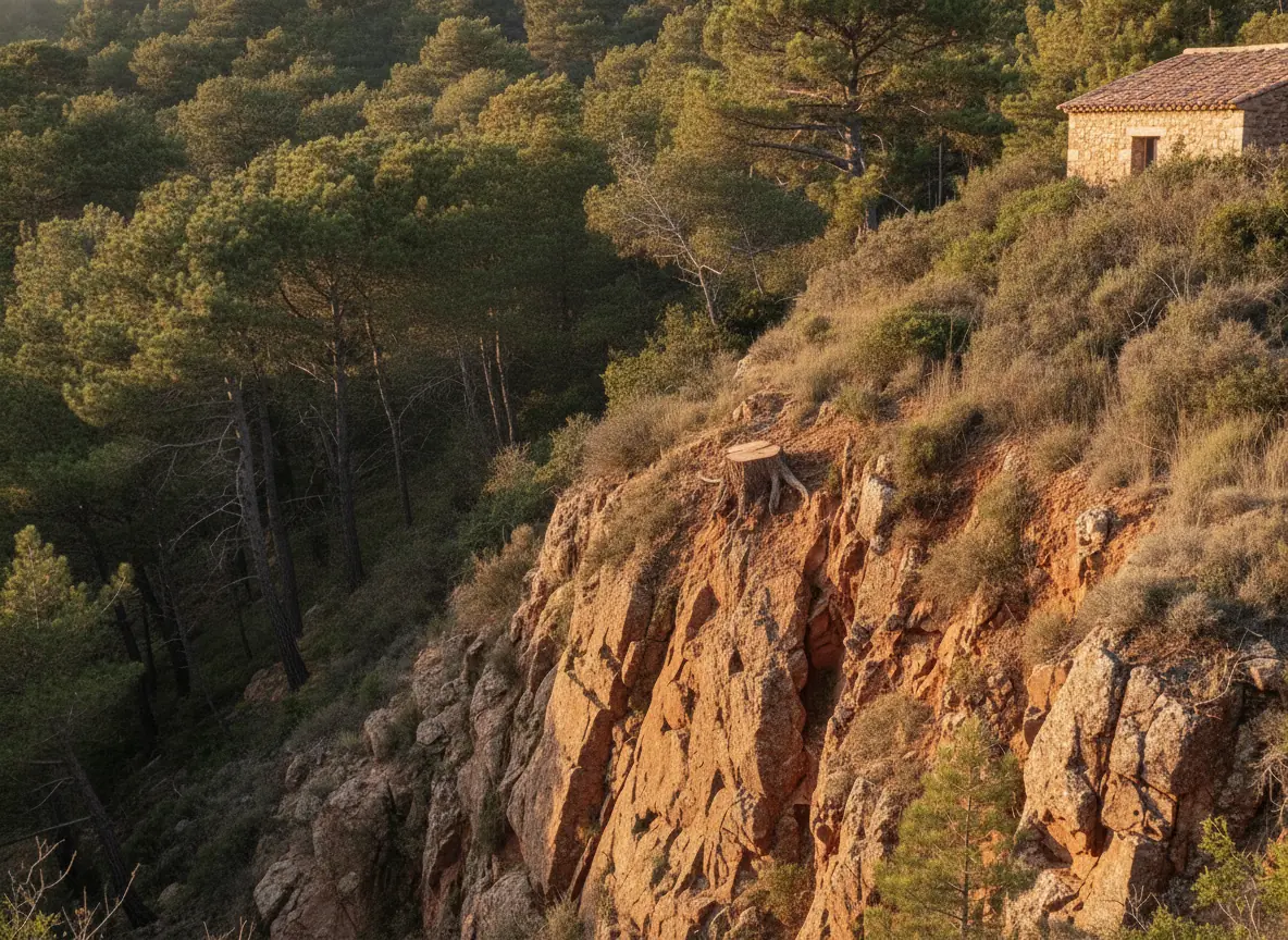 Talus dégagé et sécurisé après démontage du pin aux Adrets-de-l'Estérel