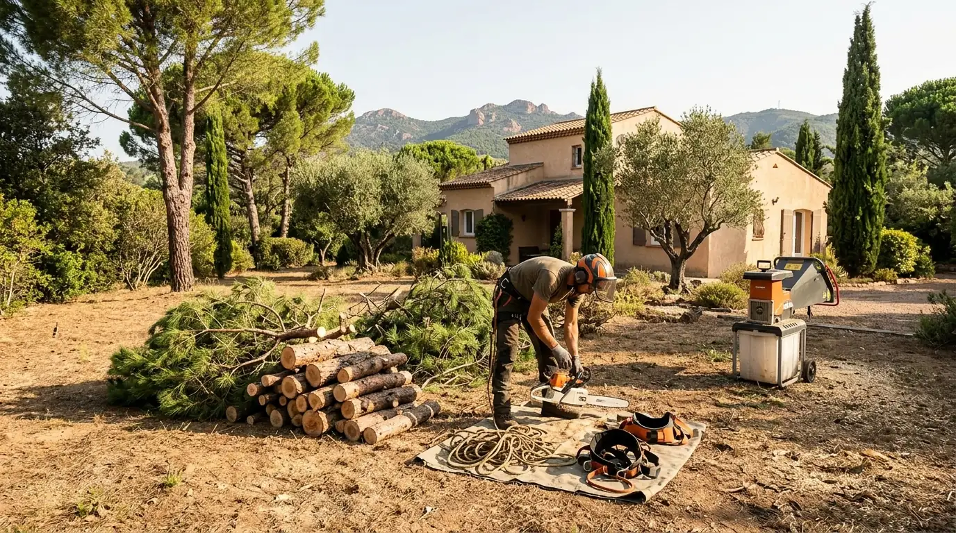 Élagage et abattage d'arbres à Fréjus par arboriste grimpeur